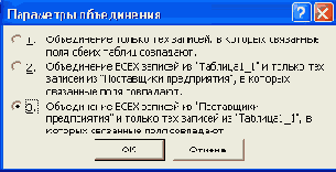Диалоговое окно Параметры объединения